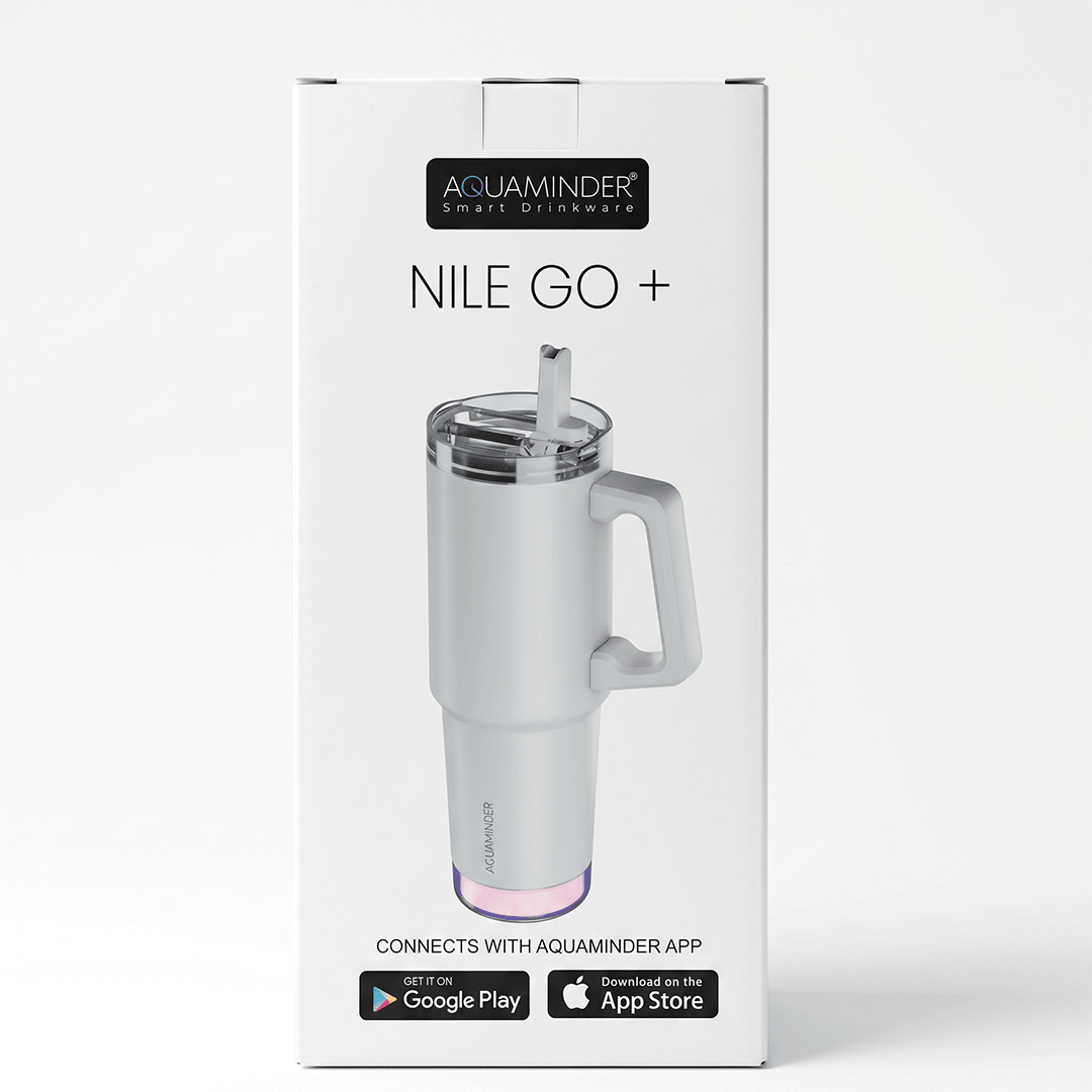 Nile Go+ Smart Tumbler with Sipper Cap Leak Proof 800ml with App Connectivity - White - AQUAMINDER