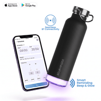 Personalised Thames+ Smart Reminder Led Vacuum Bottle & Aquaminder APP Connectivity | 600 ml | Black - COD Not Applicable - AQUAMINDER