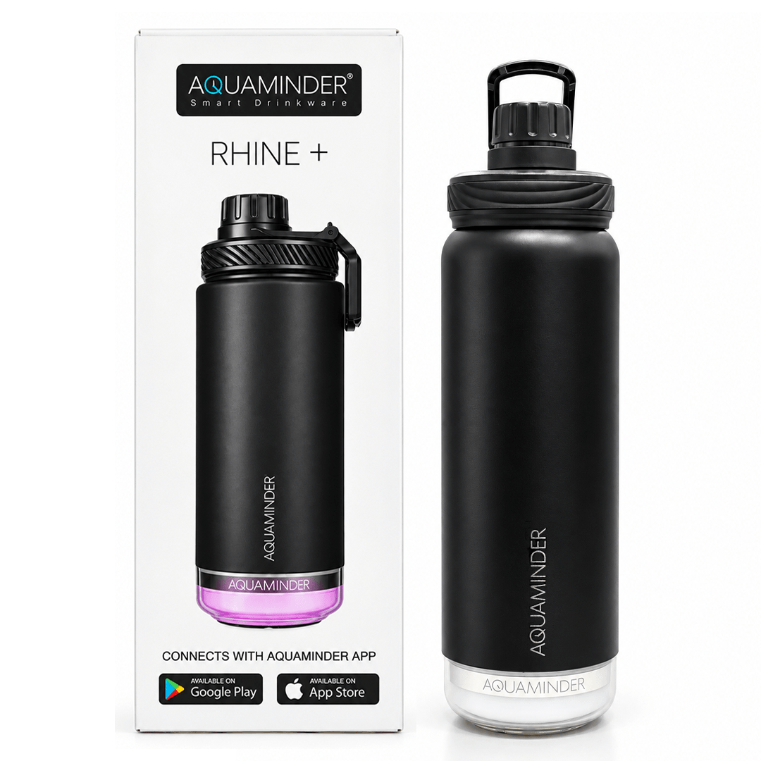 Rhine+ Smart Reminder Hydration Bottle | 800ML | Black - AQUAMINDER