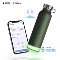 Personalised Thames+ Smart Reminder Led Vacuum Bottle & Aquaminder APP Connectivity | 600 ml | Olive - COD Not Applicable - AQUAMINDER