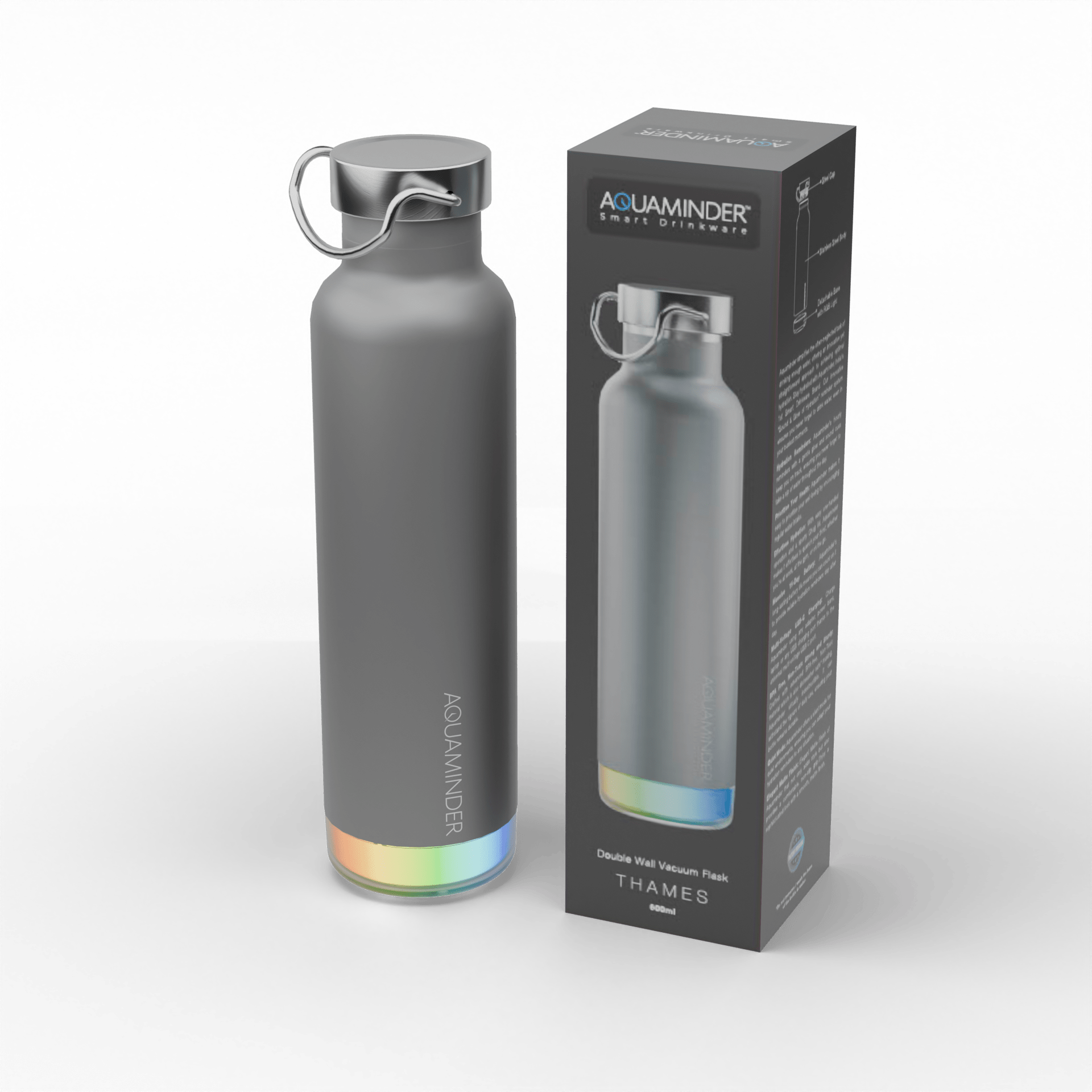 Thames+ Smart Water Bottle, 600 ml, SS 304 Material with App Connectivity - AQUAMINDER
