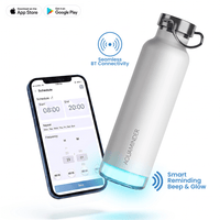Personalised Thames+ Smart Reminder Led Vacuum Bottle & Aquaminder APP Connectivity | 600 ml | White - COD Not Applicable - AQUAMINDER