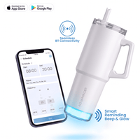 Nile Go+ Smart Reminder Led Vacuum Tumbler with Sipper Cap & Aquaminder APP Connectivity | 800ML | White - AQUAMINDER